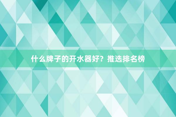 什么牌子的开水器好？推选排名榜