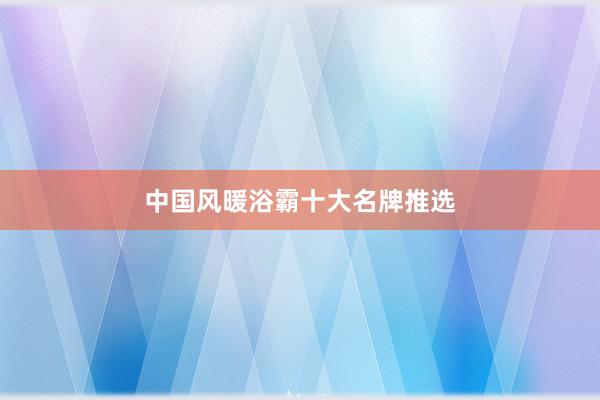 中国风暖浴霸十大名牌推选